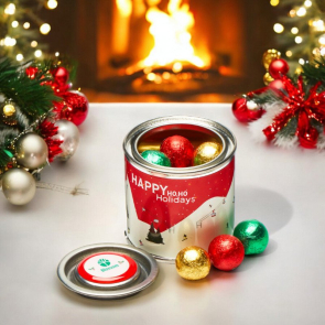 Solid Chocolate Balls In A Small Paint Tin 